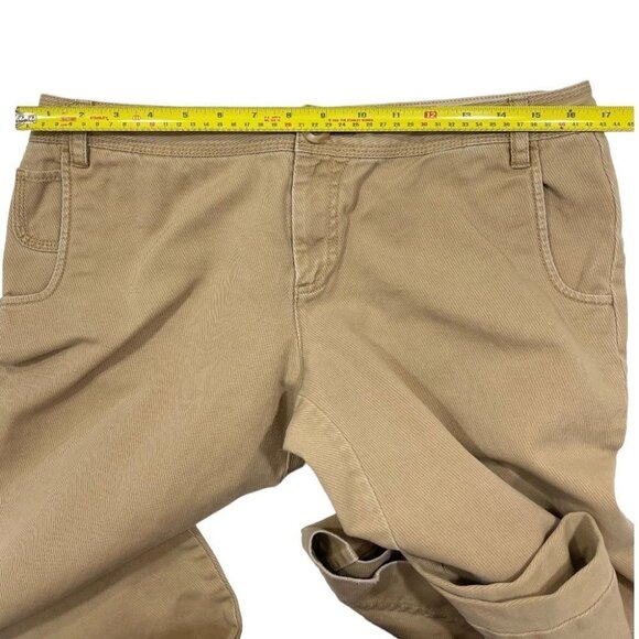 OLD NAVY Wide Leg Twill Trousers Women's 10 Regular Tan Low-Rise Button Pockets - Picture 16 of 16